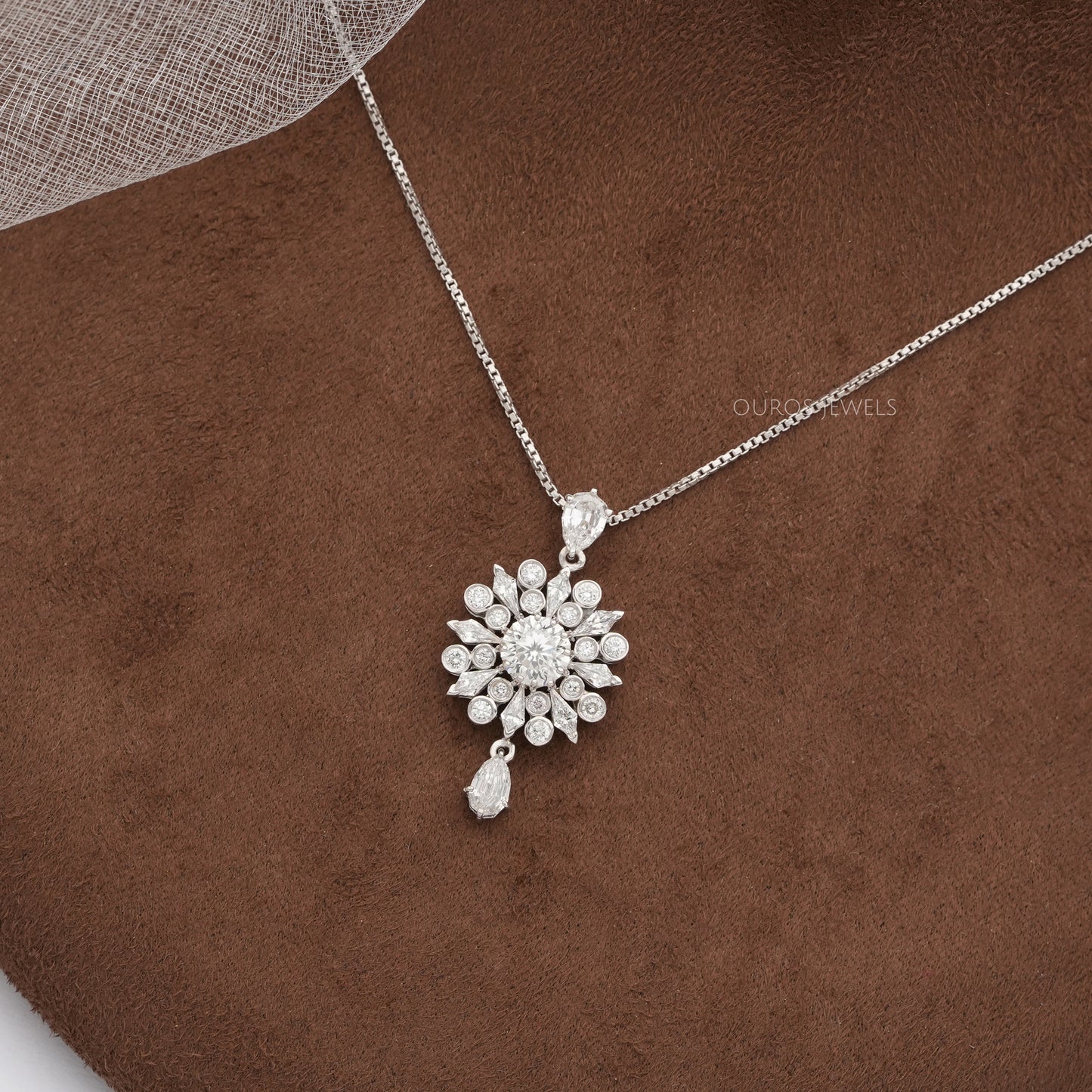 Bezel Set Cluster Diamond Pendant