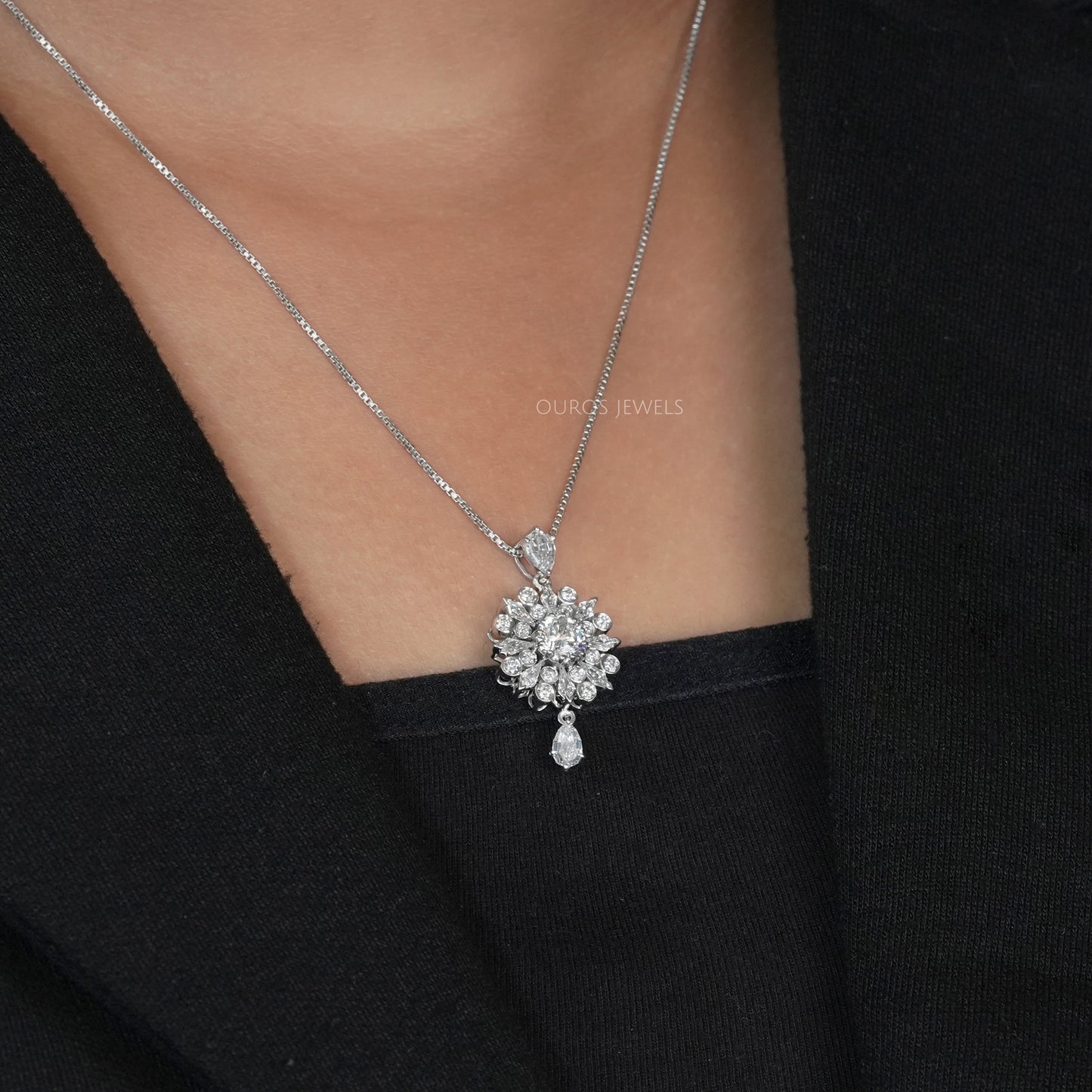 Bezel Set Cluster Diamond Pendant