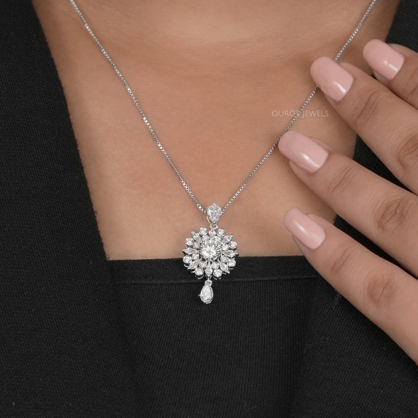 Bezel Set Cluster Diamond Pendant