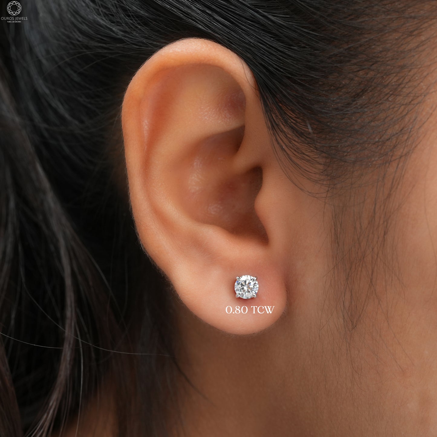 Round Cut Lab Grown Diamond Stud