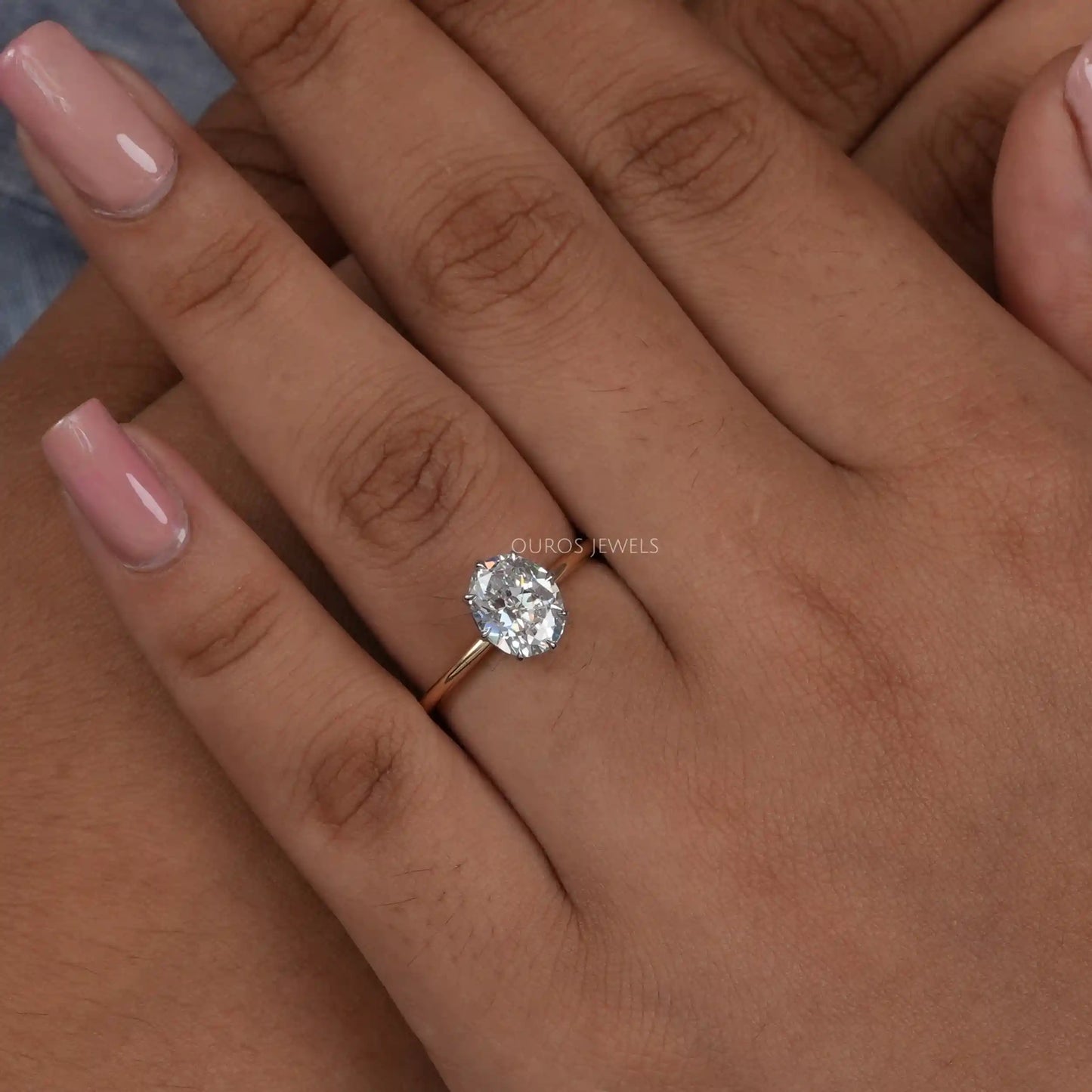 Old Mine Oval Cut Lab Diamond Solitaire Ring