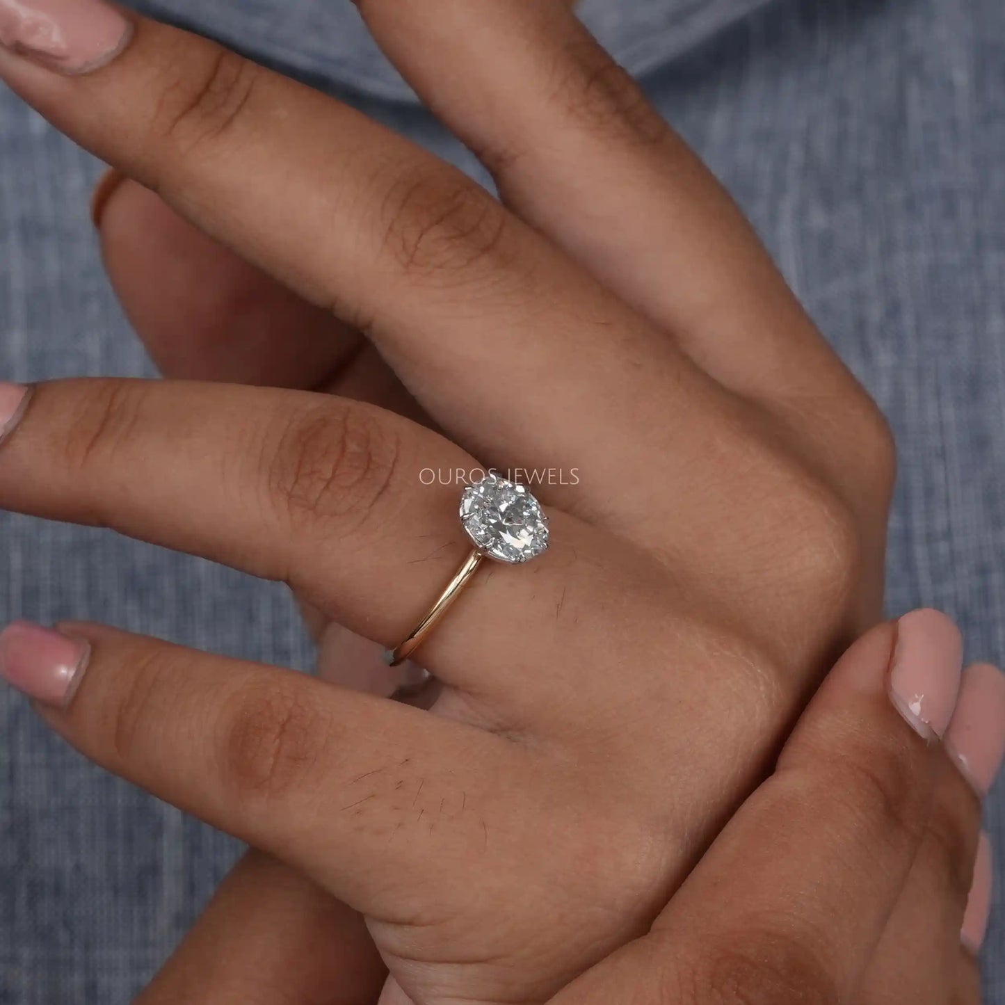 Old Mine Oval Cut Lab Diamond Solitaire Ring