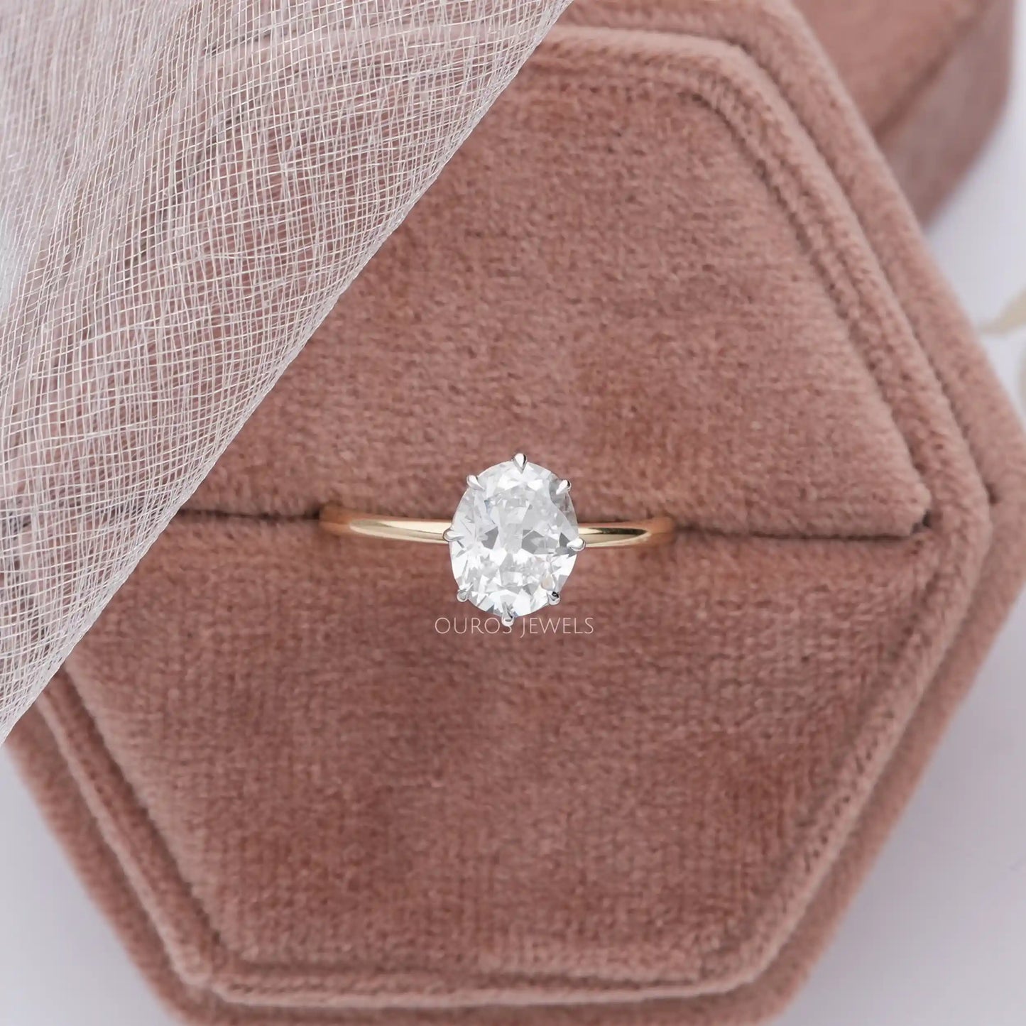 Old Mine Oval Cut Lab Diamond Solitaire Ring