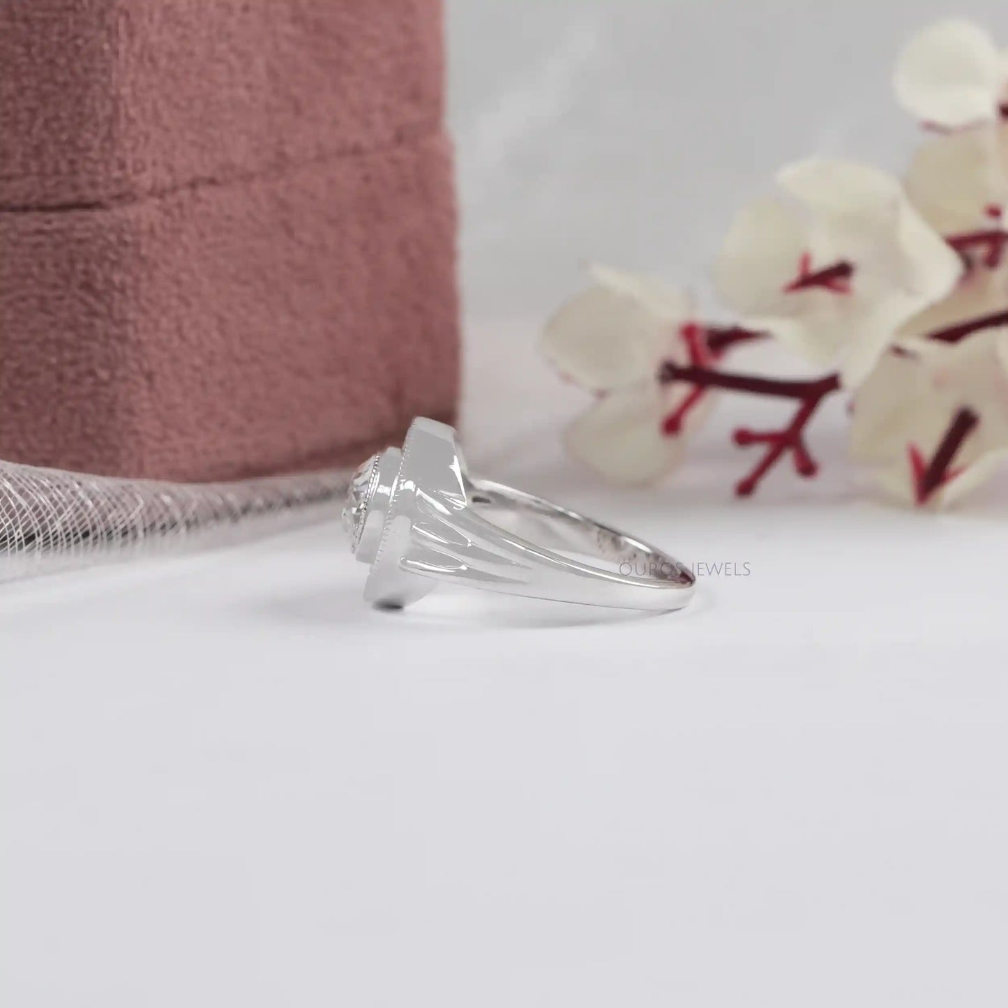 Milgrain Set Old European Round Cut Ring