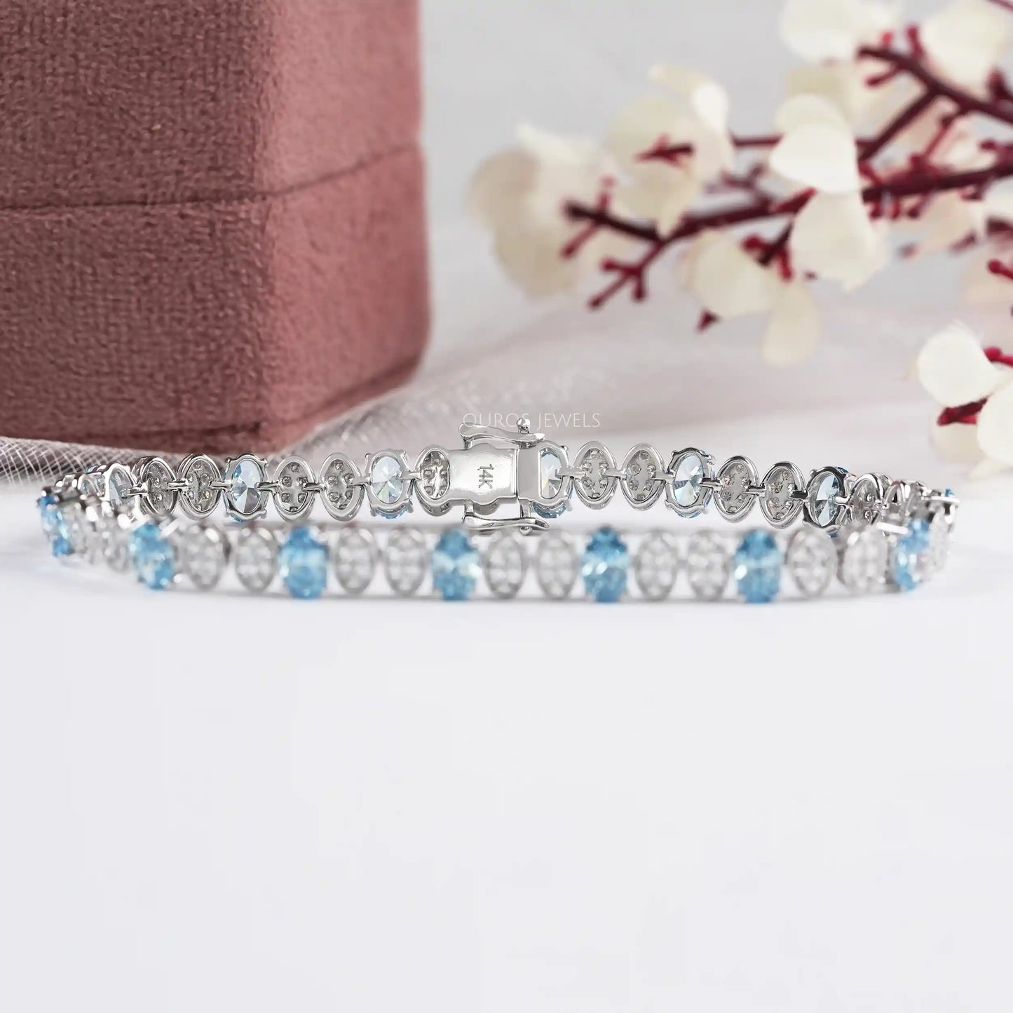 Blue Oval And Round Diamond Alternative Bracelet