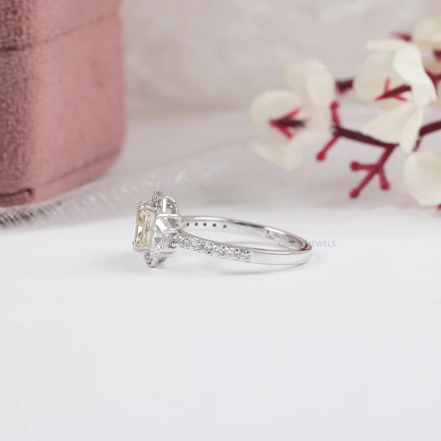 Yellow Radiant Cut Lab Diamond Engagement Ring