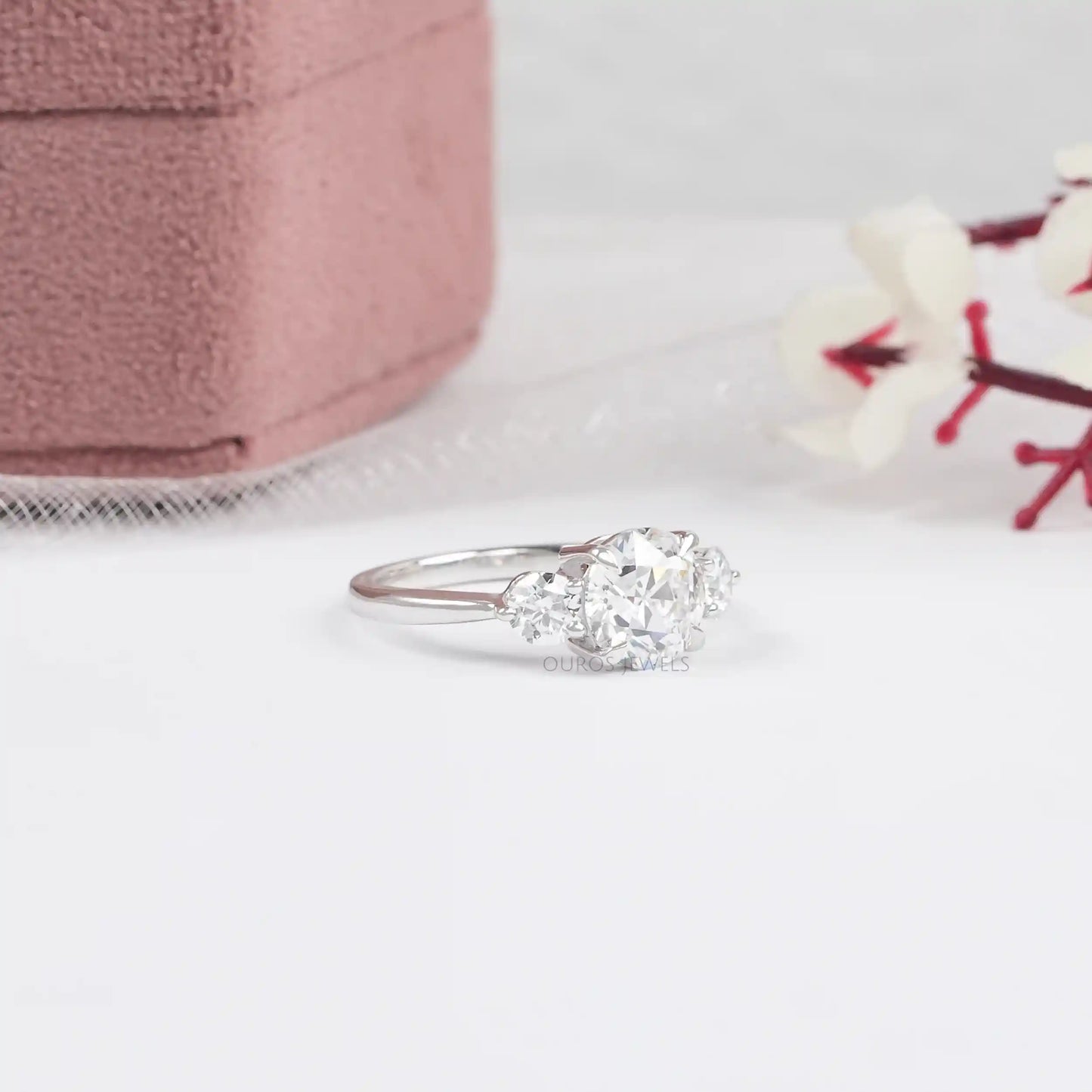 OEC Round Three Stone Lab Diamond Ring