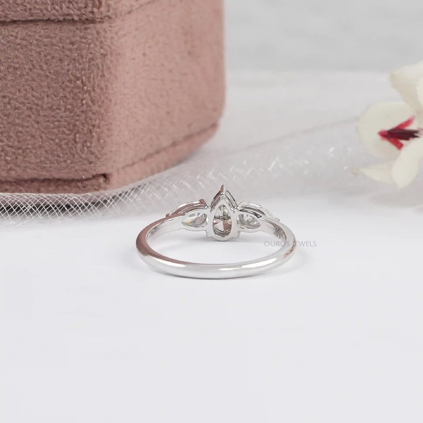 3 Stone Pear shape Lab Diamond Ring