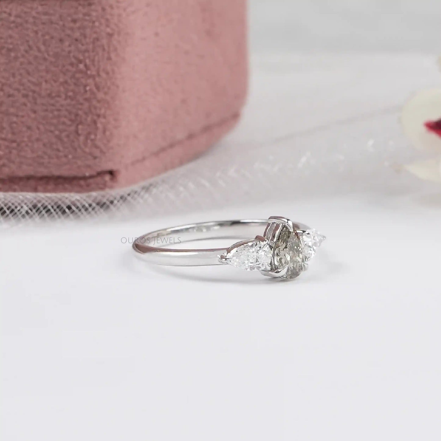 3 Stone Pear shape Lab Diamond Ring