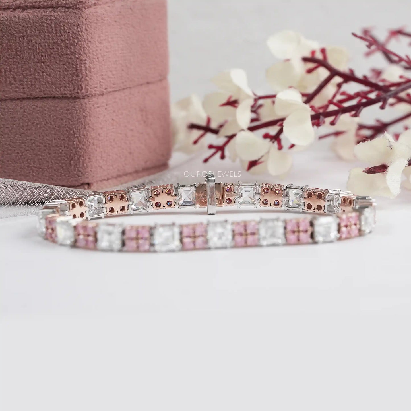 Asscher  Cut  Lab Grown Diamond  Tennis Bracelet