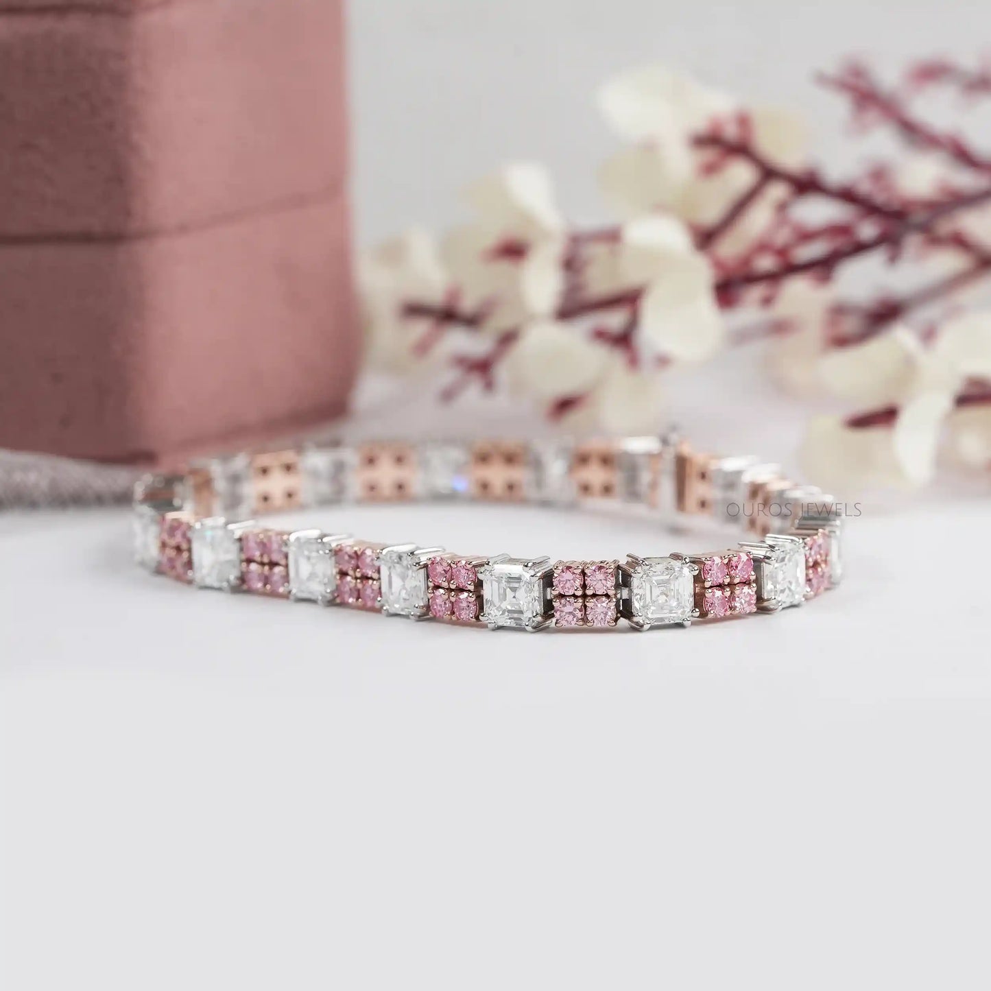 Asscher  Cut  Lab Grown Diamond  Tennis Bracelet