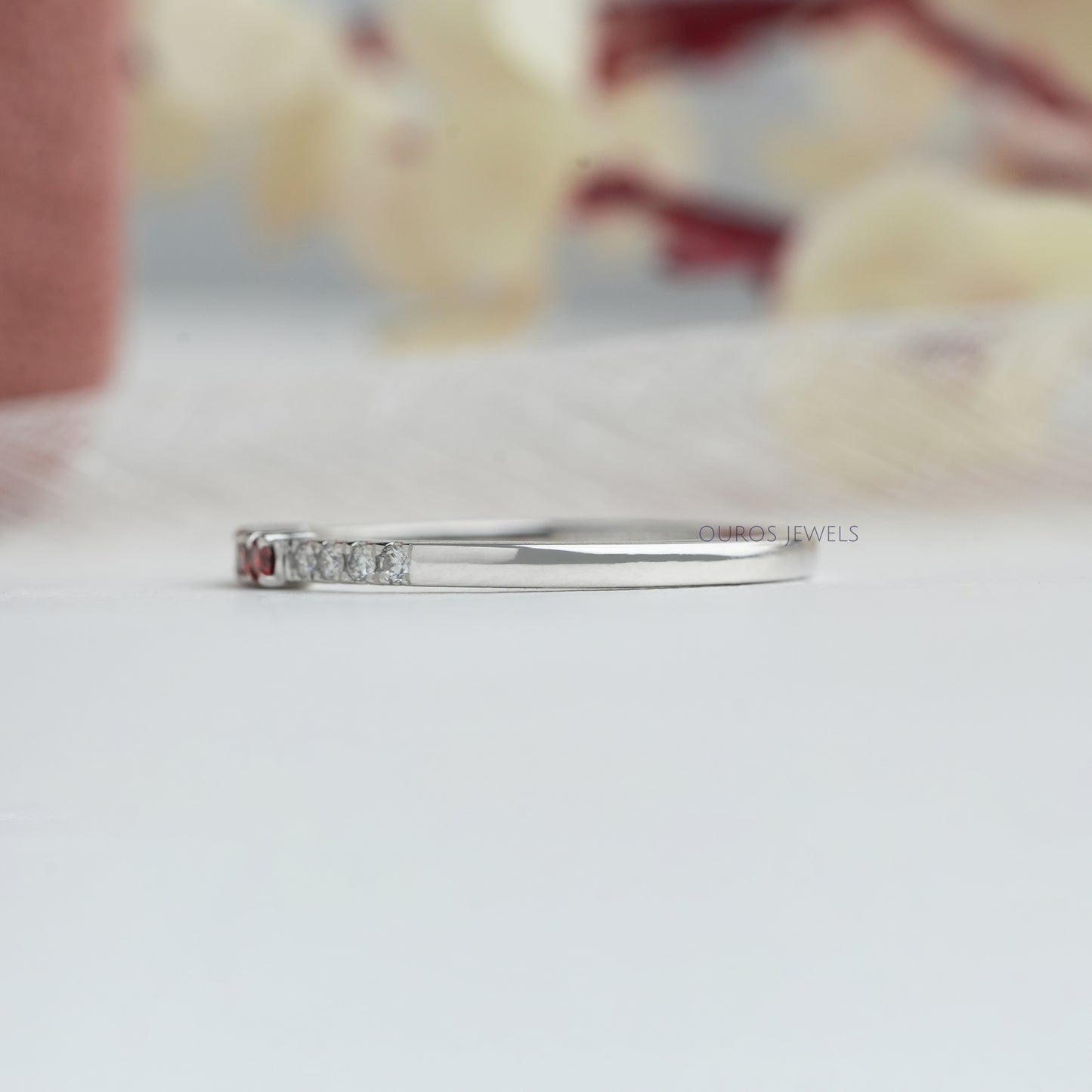 Orange Round Diamond Half Eternity Ring