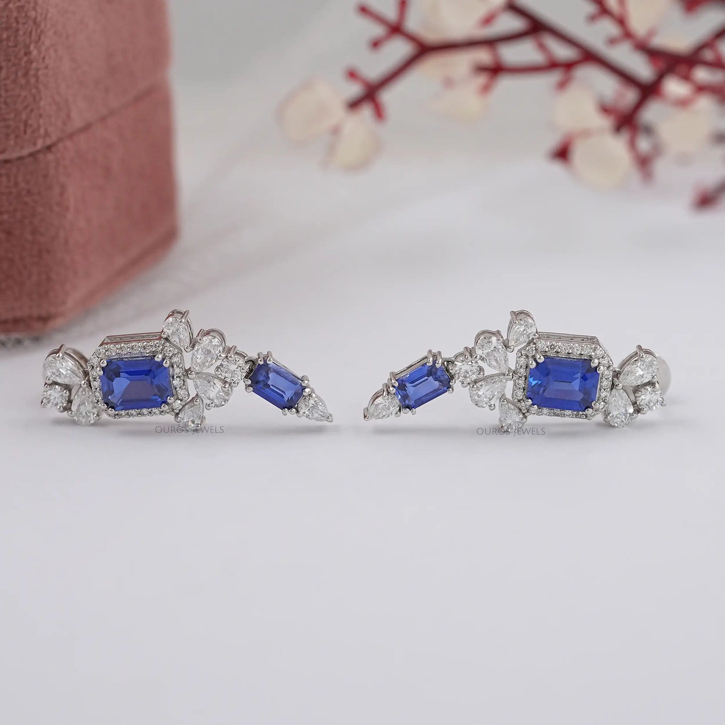 Blue Sapphire Gemstone Drop Dangle Earring