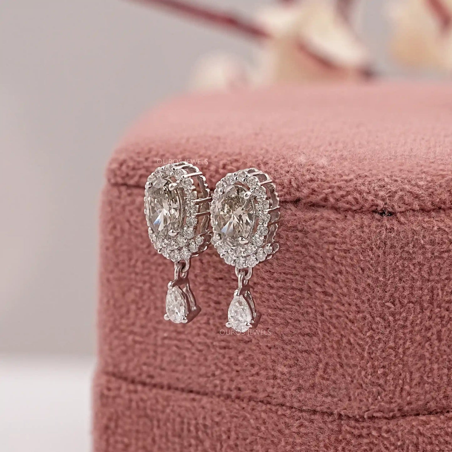 Oval Cut Olive Lab Diamond Drop Dangle Earring