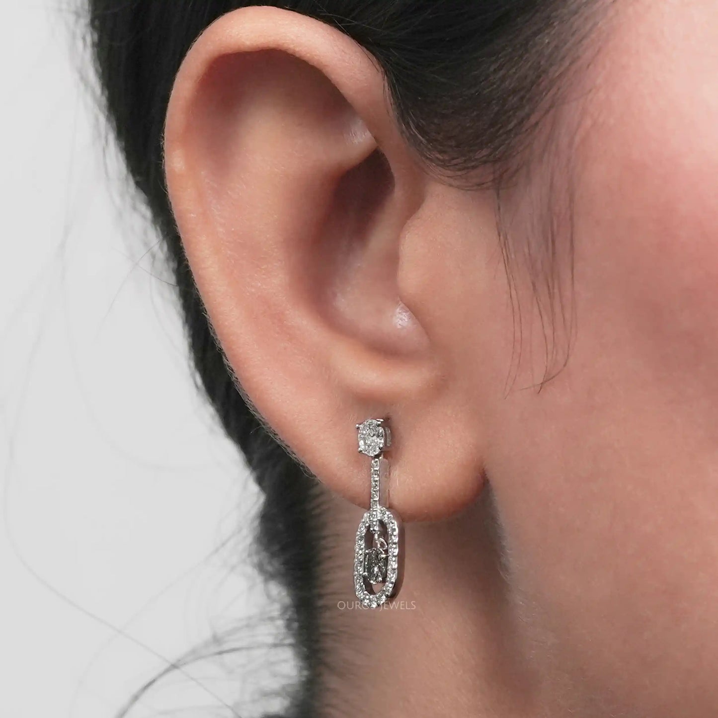 Olive Oval Cut Lab Diamond Drop Dangle Earring