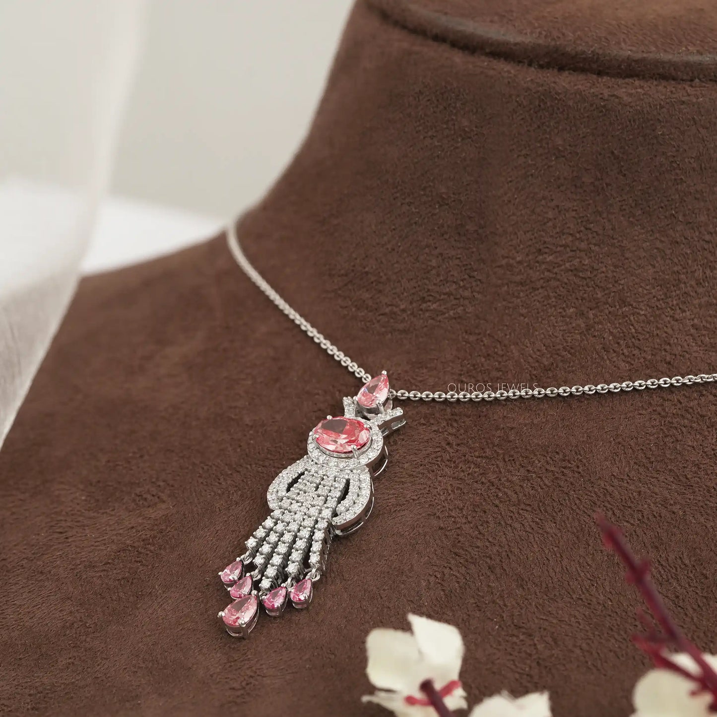 Fancy Oval Cut Lab Diamond Bridal Necklace