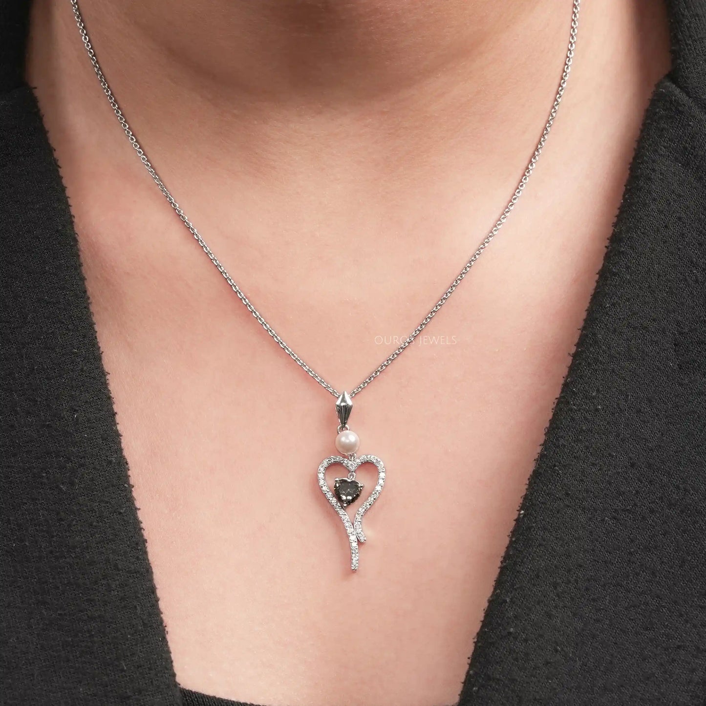 Olive Heart Cut Halo Lab Diamond Pendant