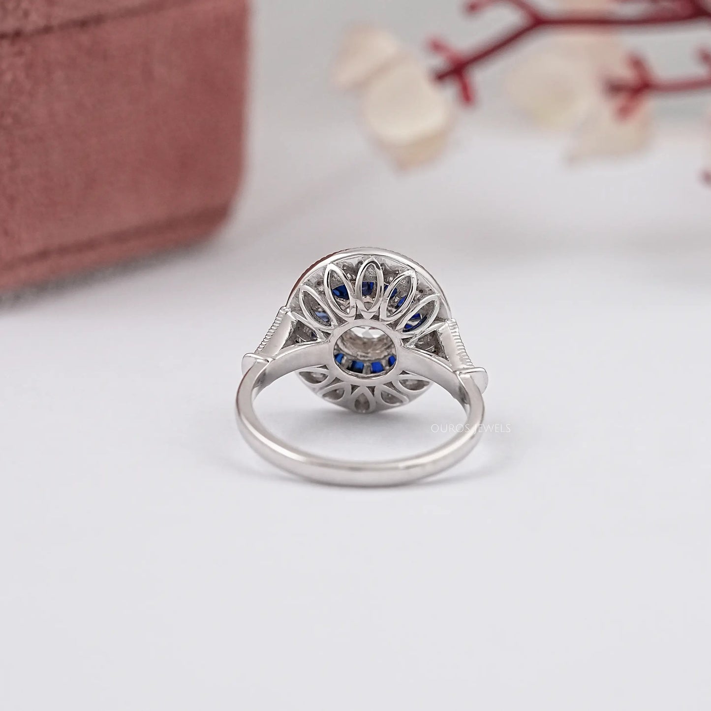 Round Cut Solitaire With Double Halo Ring