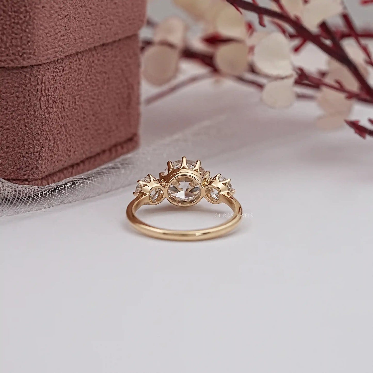 3 Stone OEC Round Cut Lab Diamond Ring