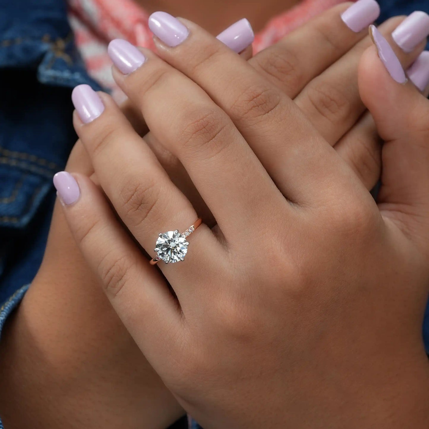 2.55 CT Round Diamond Solitaire Accent Engagement Ring