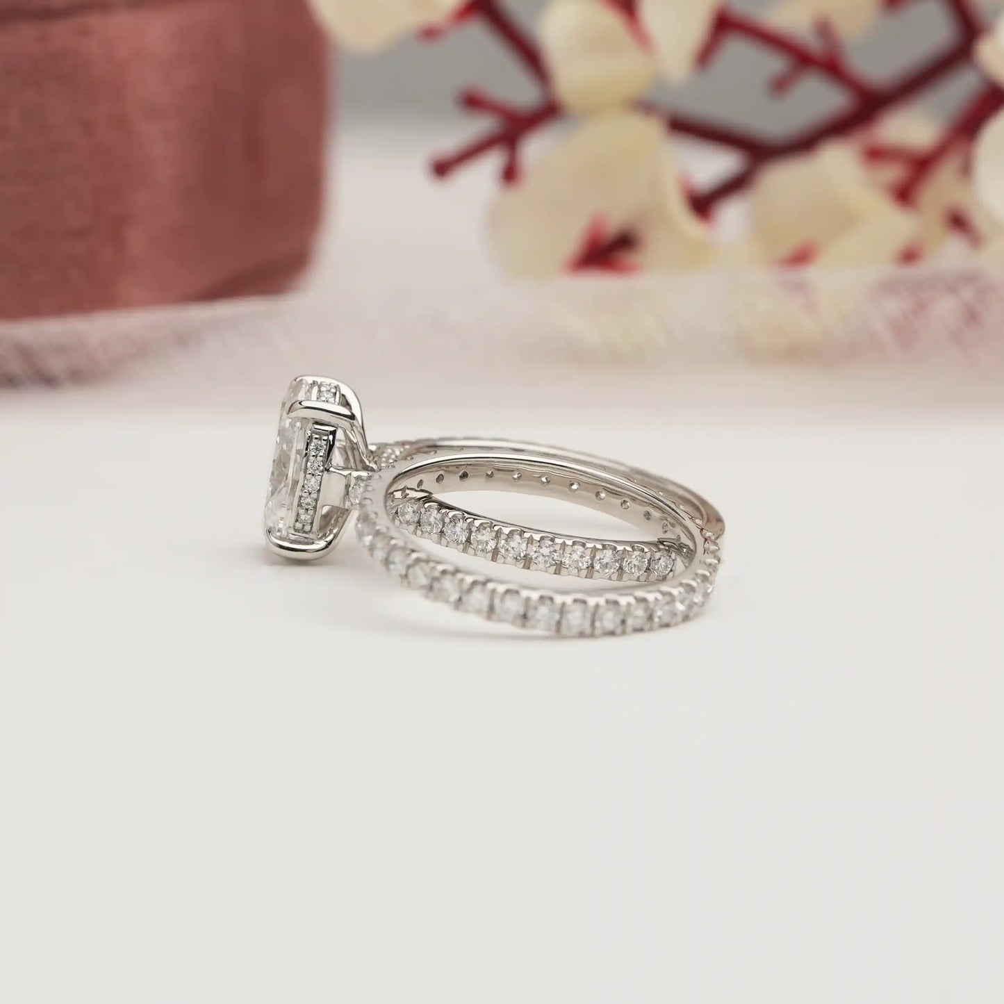 Oval Cut Solitaire With Accent Lab Diamond Bridal Ring Set