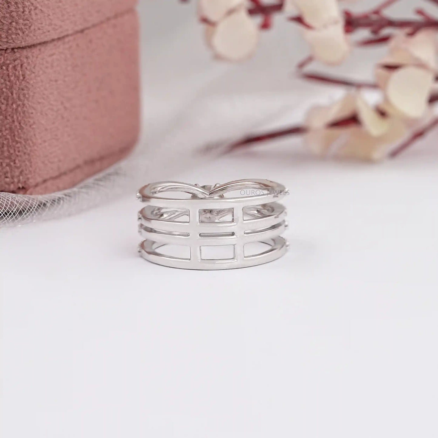 Round Cut Lab Diamond Cross Engagement Ring