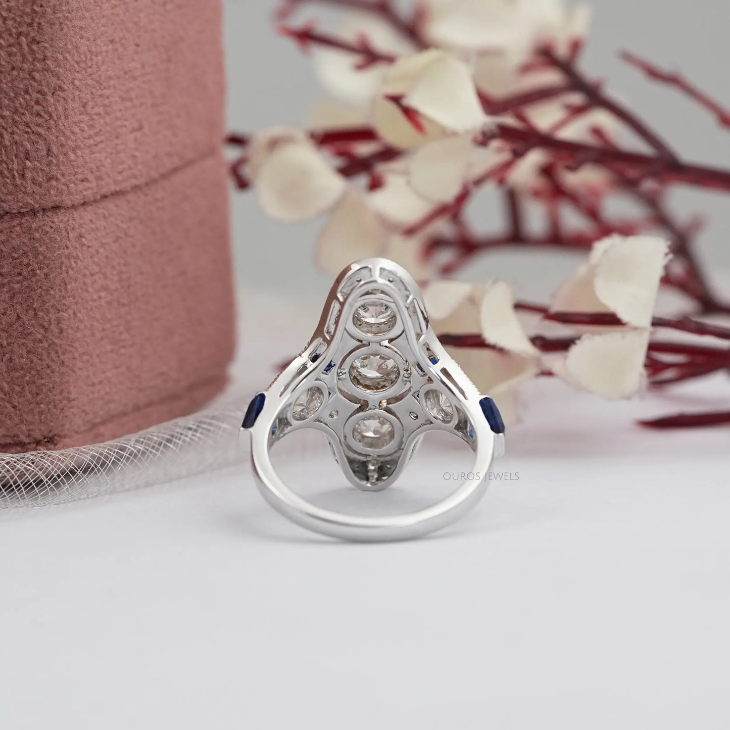 Art Deco Old European Round Cut Lab Diamond Ring