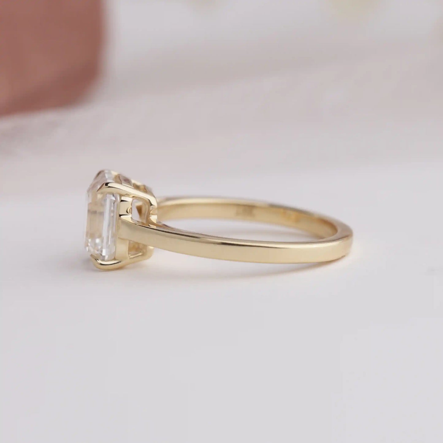 Old Mine Emerald Cut Solitaire Diamond Engagement Ring