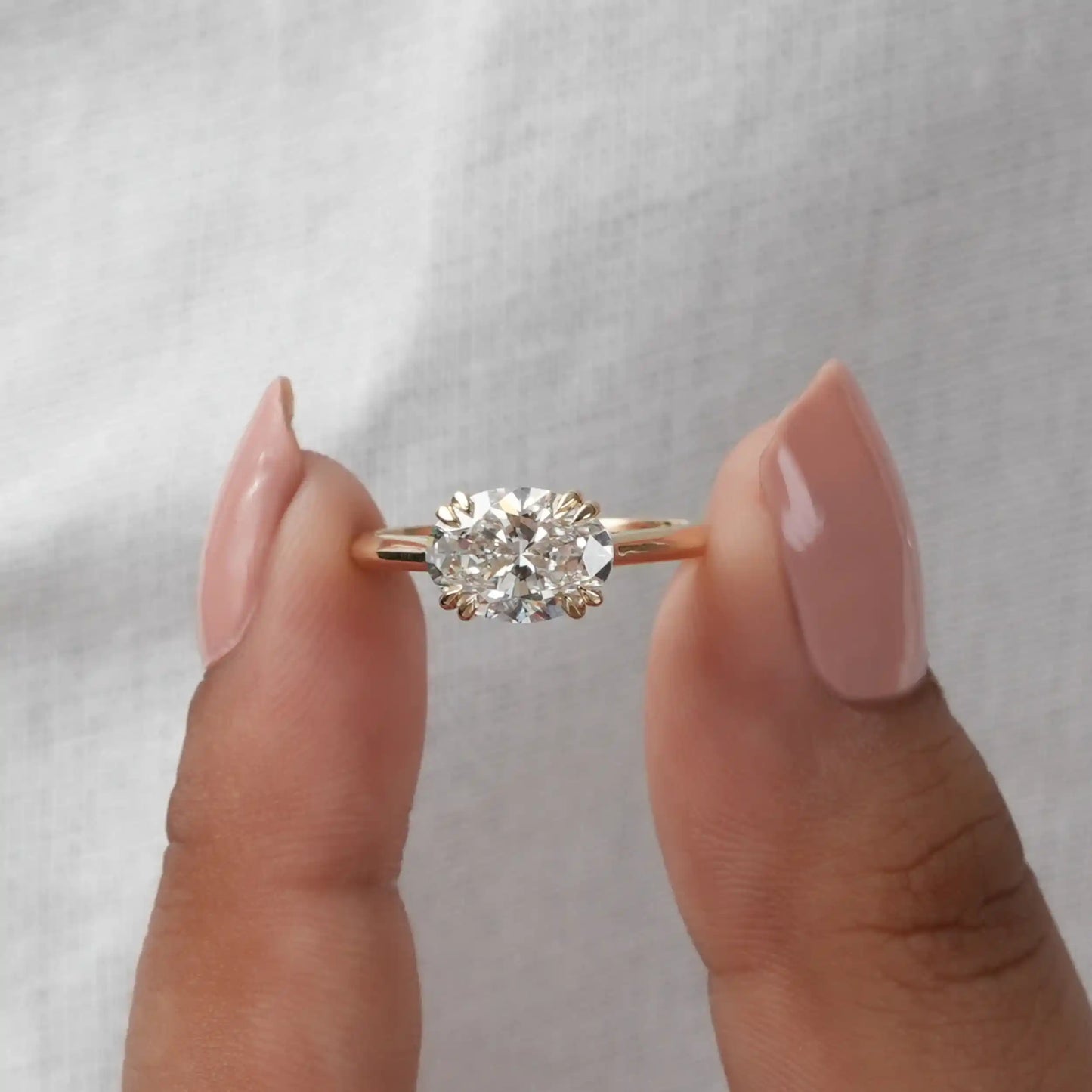 2.00 CT Oval Cut Solitaire East West Set Promise Ring