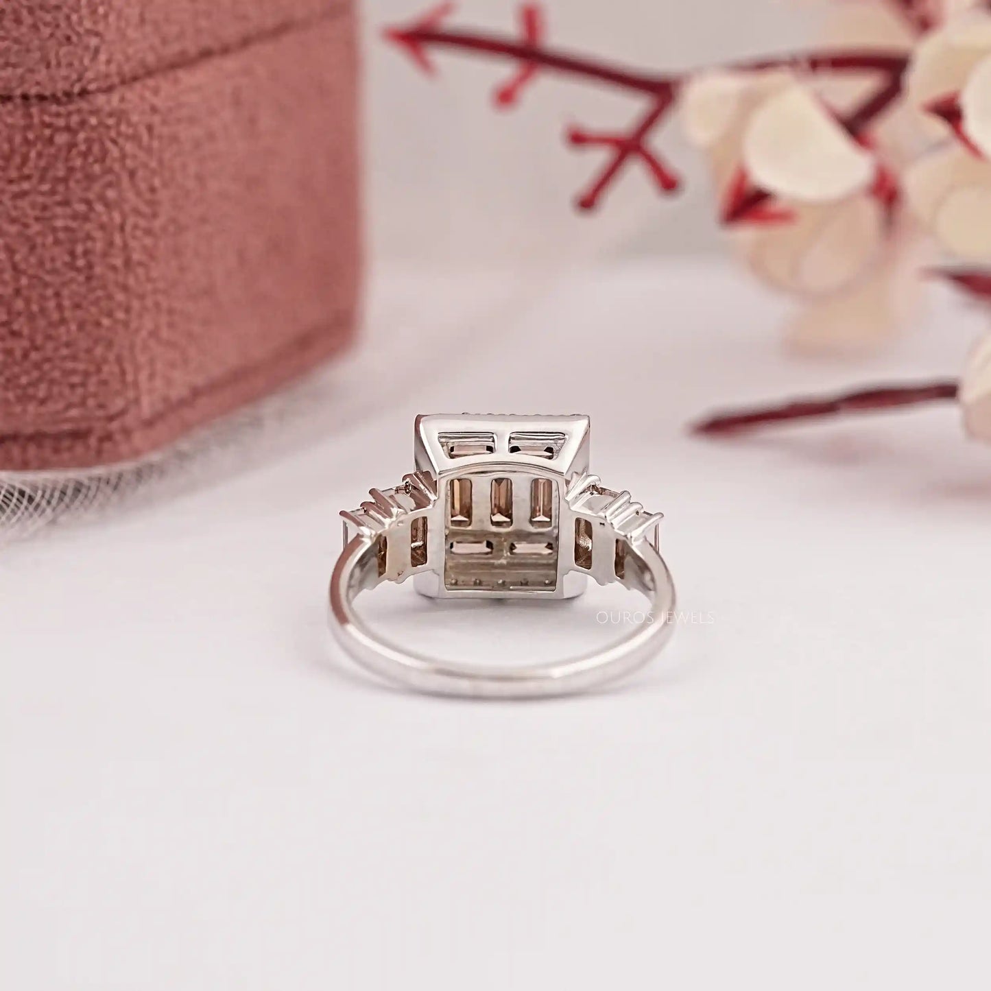 Baguette Cut Cluster Chocolate Lab Diamond Ring