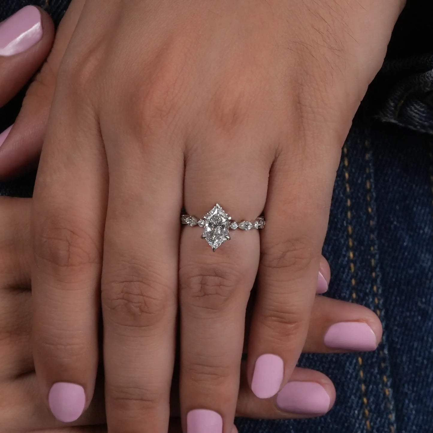 Antique Dutch Marquise Cut Accent Lab Diamond Ring