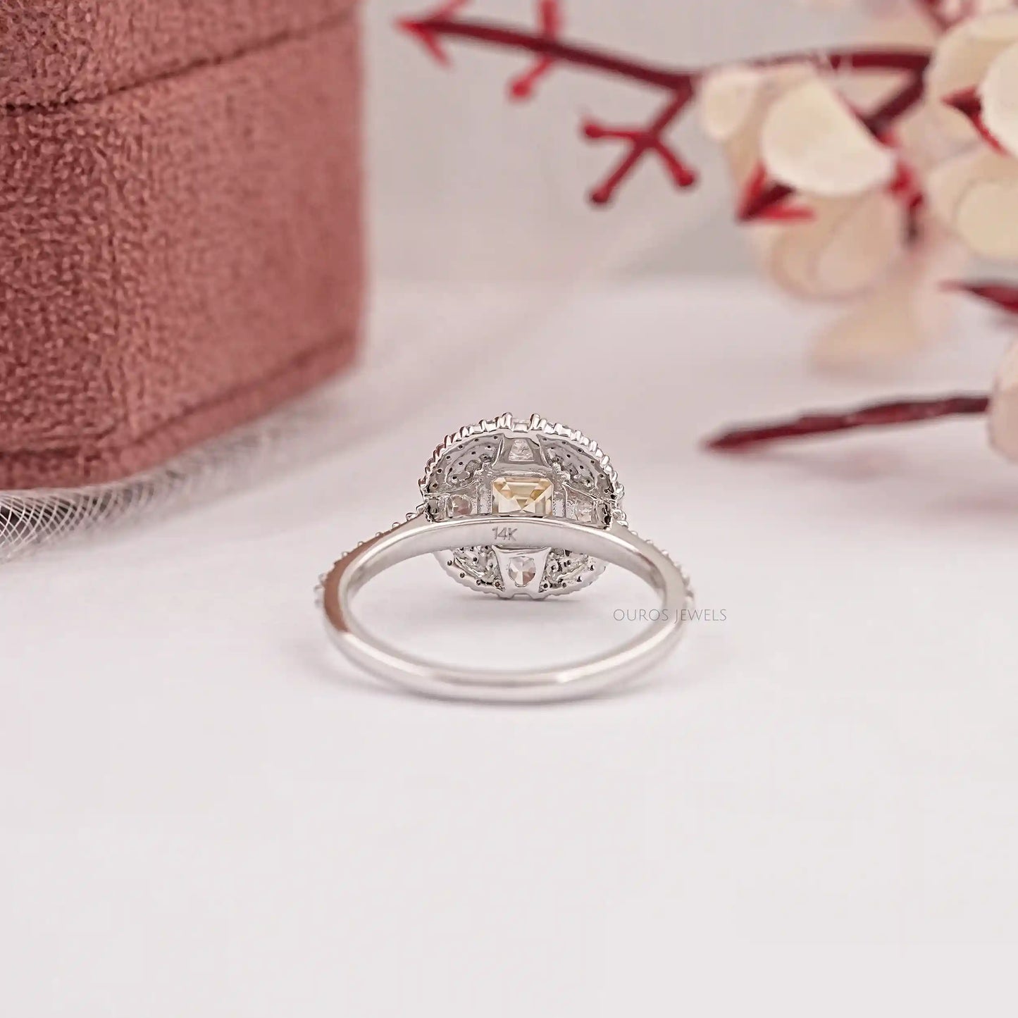 Yellow Asscher Cut Cluster Lab Diamond Ring