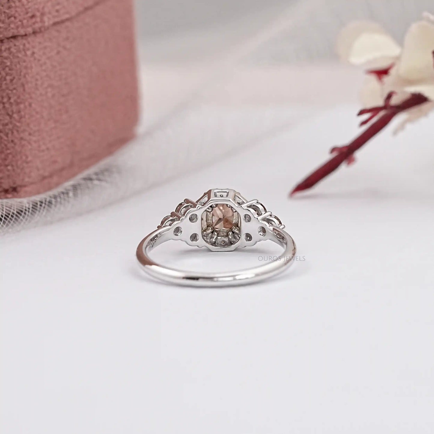 Cushion Cut Halo Chocolate Diamond Ring