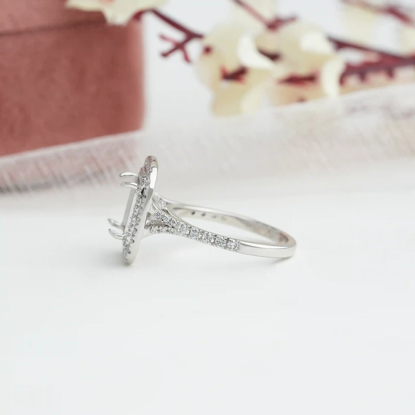 Double Halo Semi Mount Engagement Ring