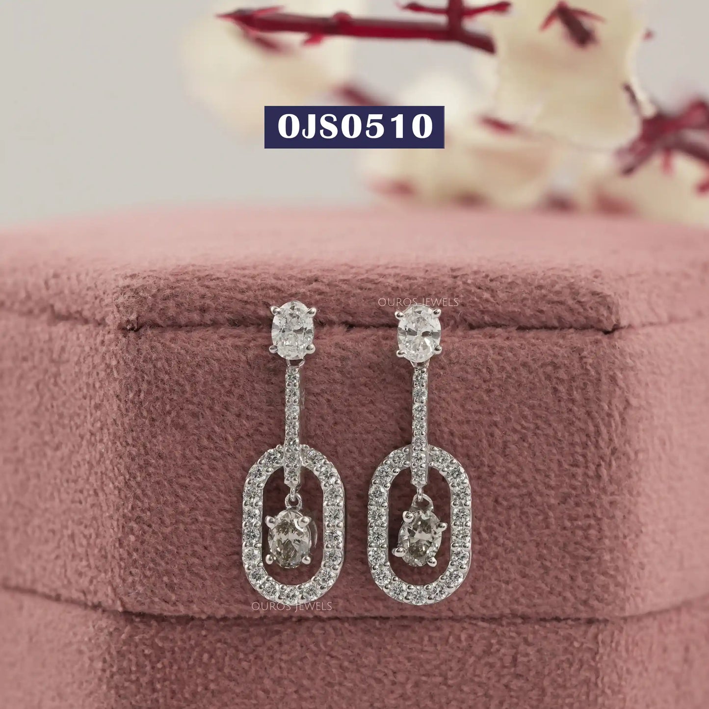 Olive Oval Cut Lab Diamond Drop Dangle Earring