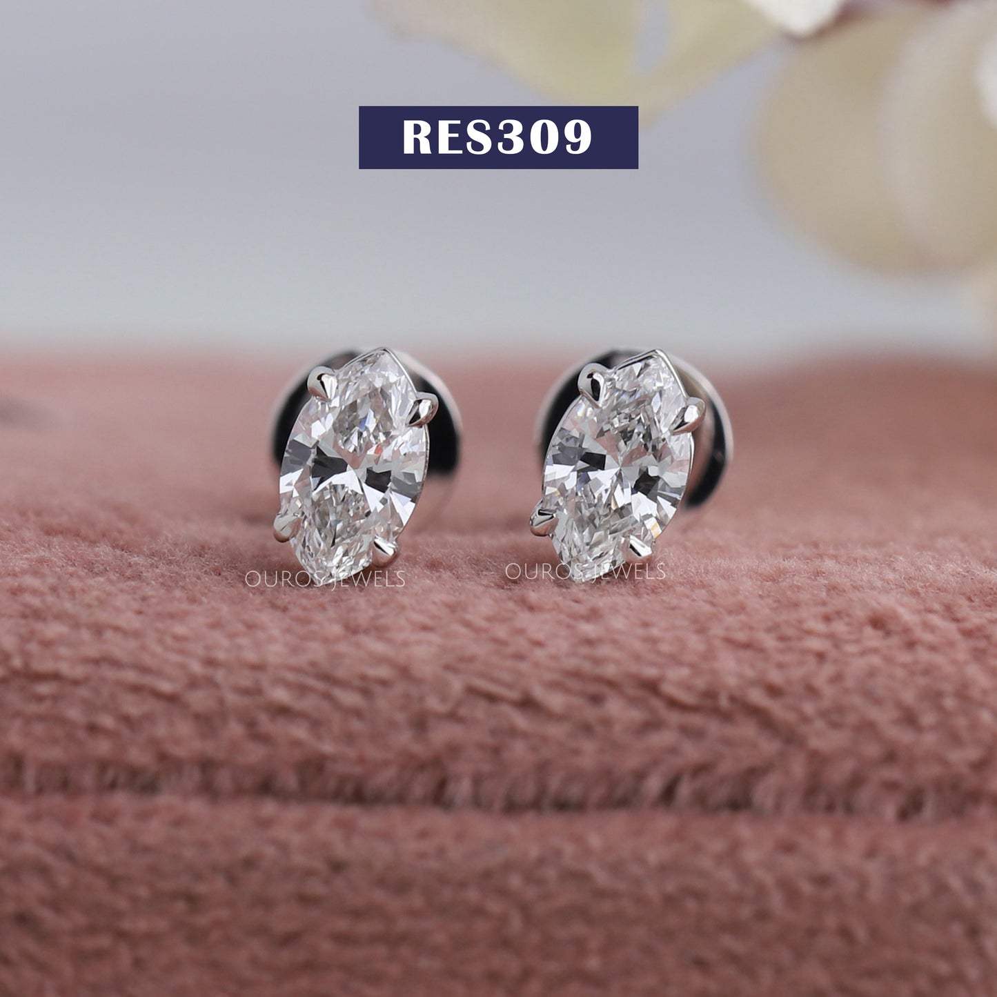 Marquise Cut Lab Diamond Stud