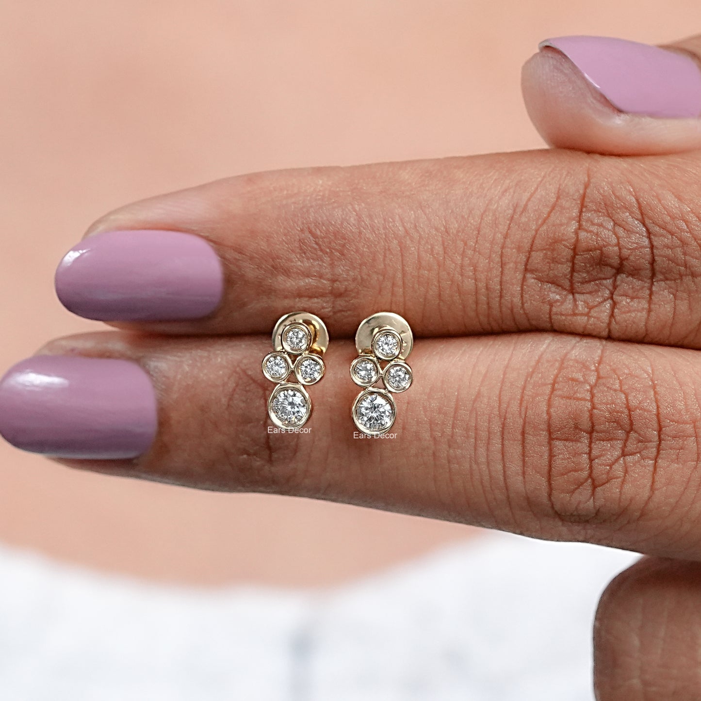 Round Cut Bezel Set Studs Earrings