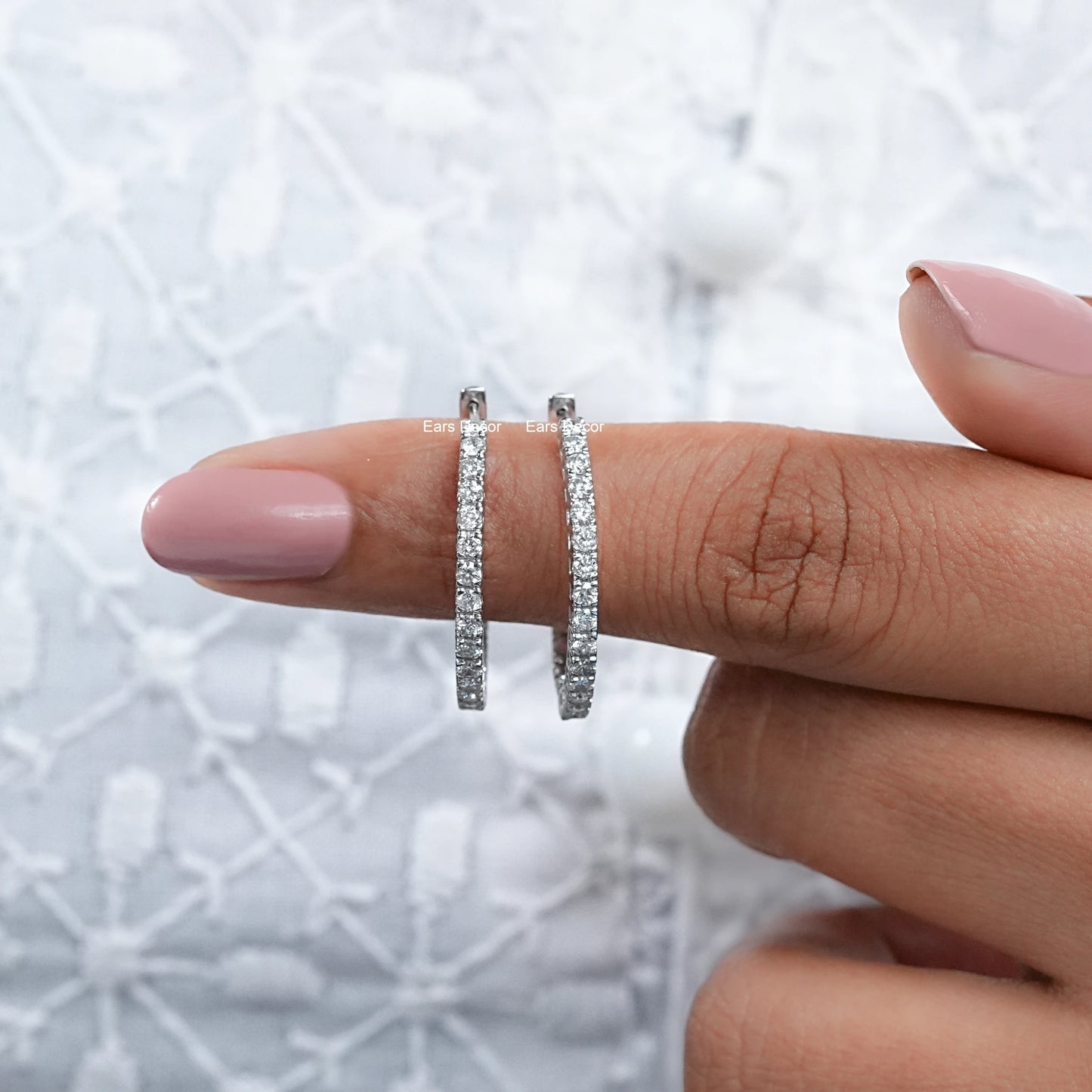 Round Lab Diamond Hoops