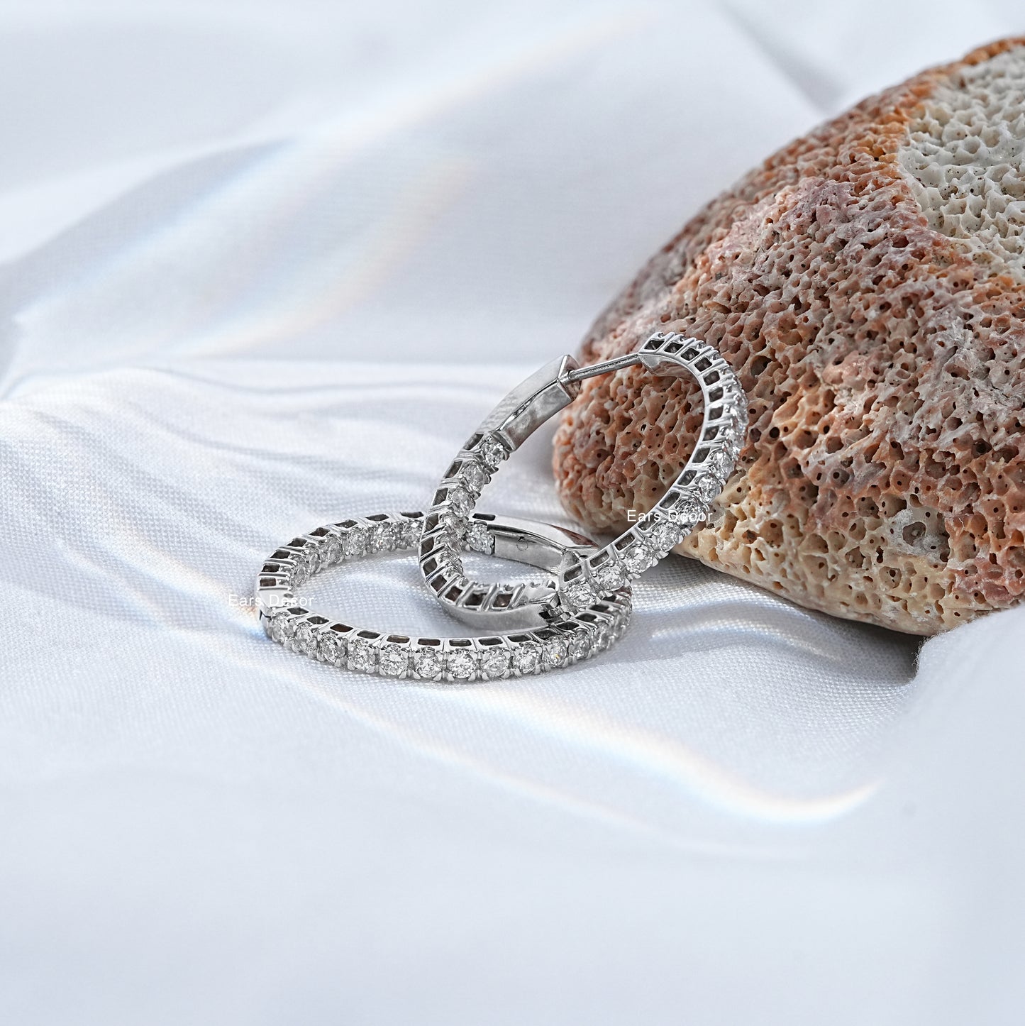 Round Lab Diamond Hoops