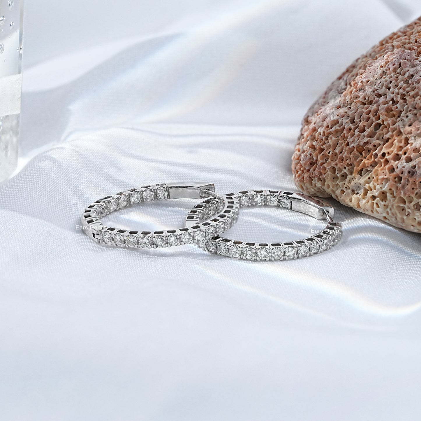 Round Lab Diamond Hoops