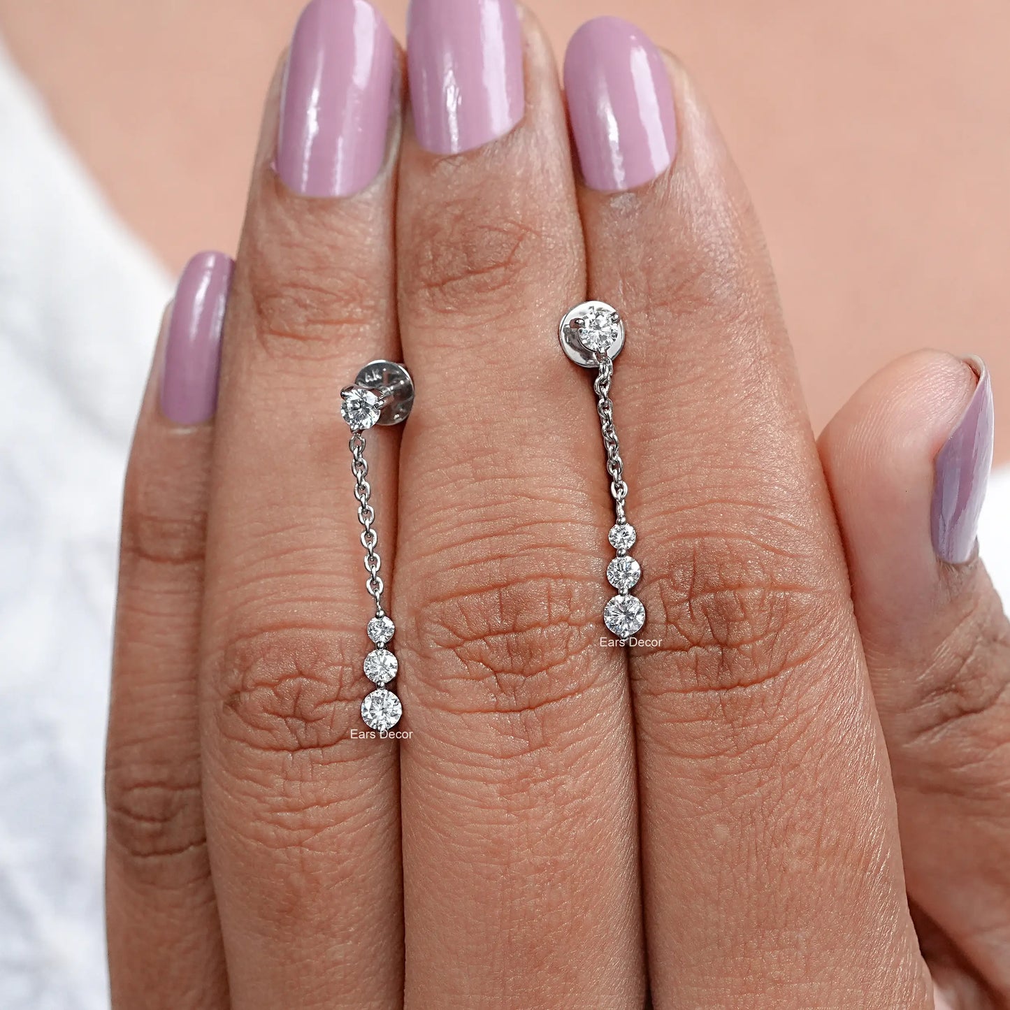 Round Cut Cable Chain Dangle Drop Earrings