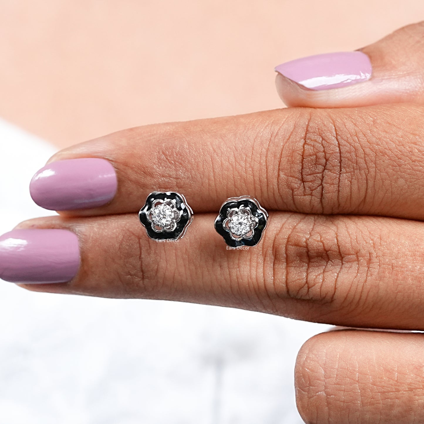 Round Diamond Floral Studs