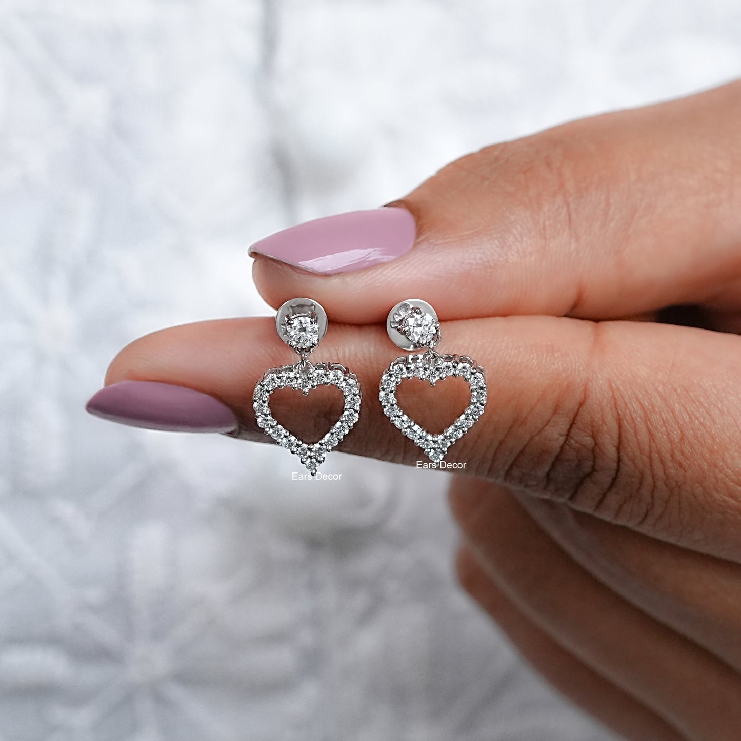 Round Diamond Dangle Drop Earrings