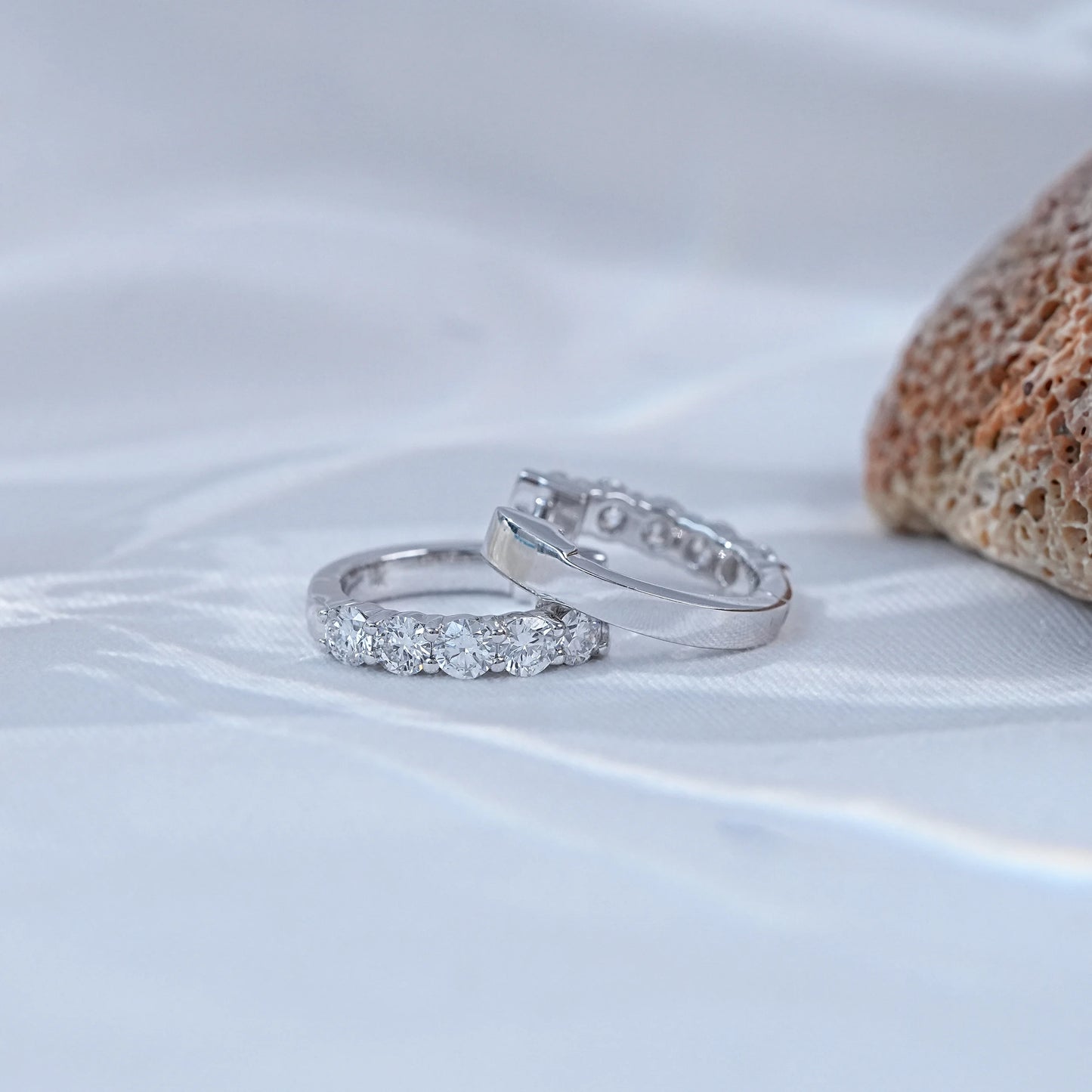 Five Stone Round Diamond Hoop Earrings