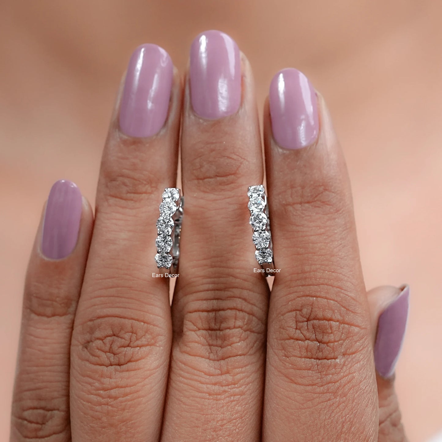 Five Stone Round Diamond Hoop Earrings