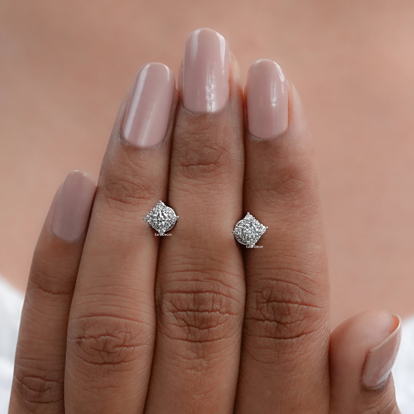 Round Diamond Minimalist Stud Earrings