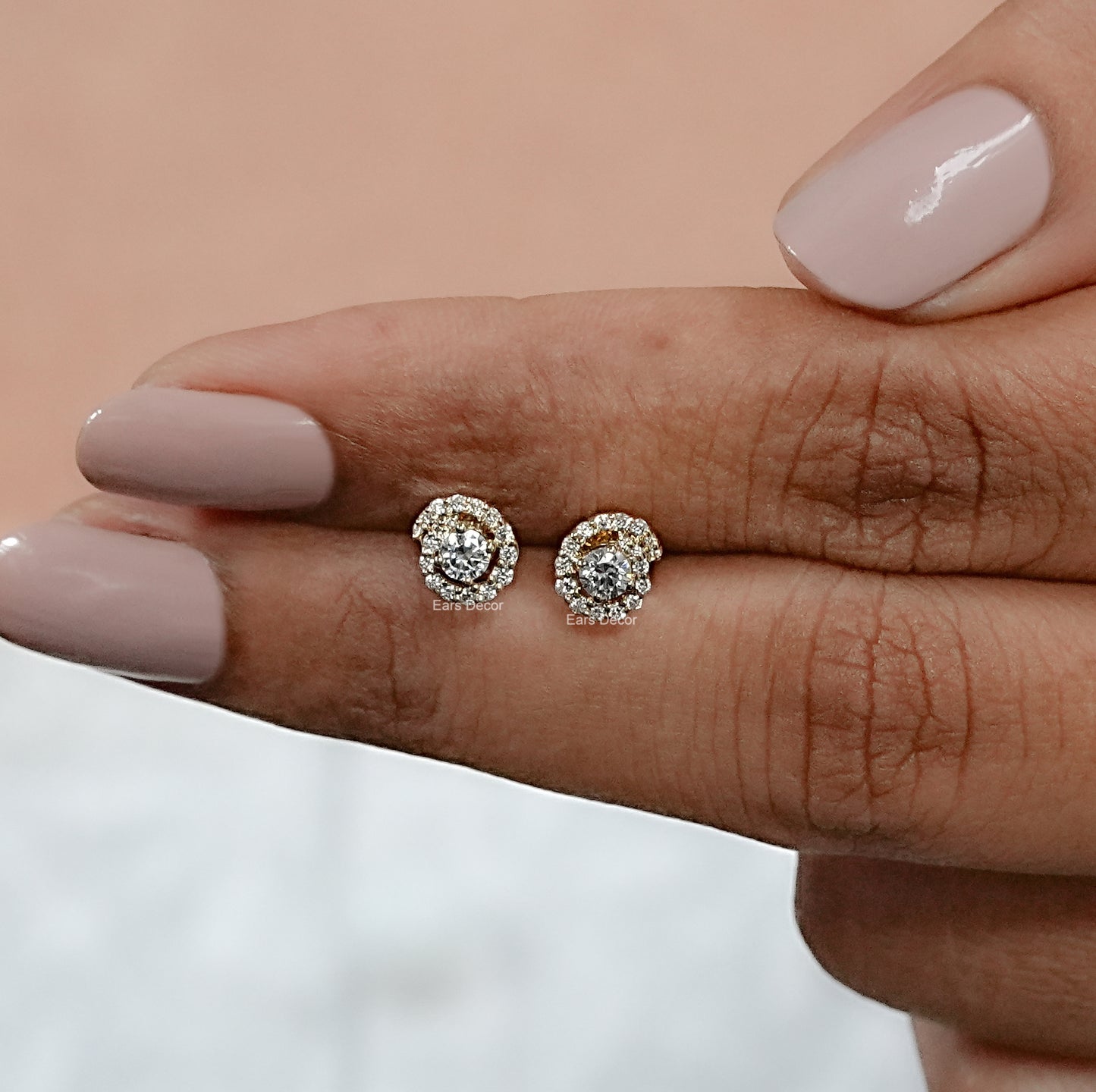 Round Cut Spiral Studs Earrings