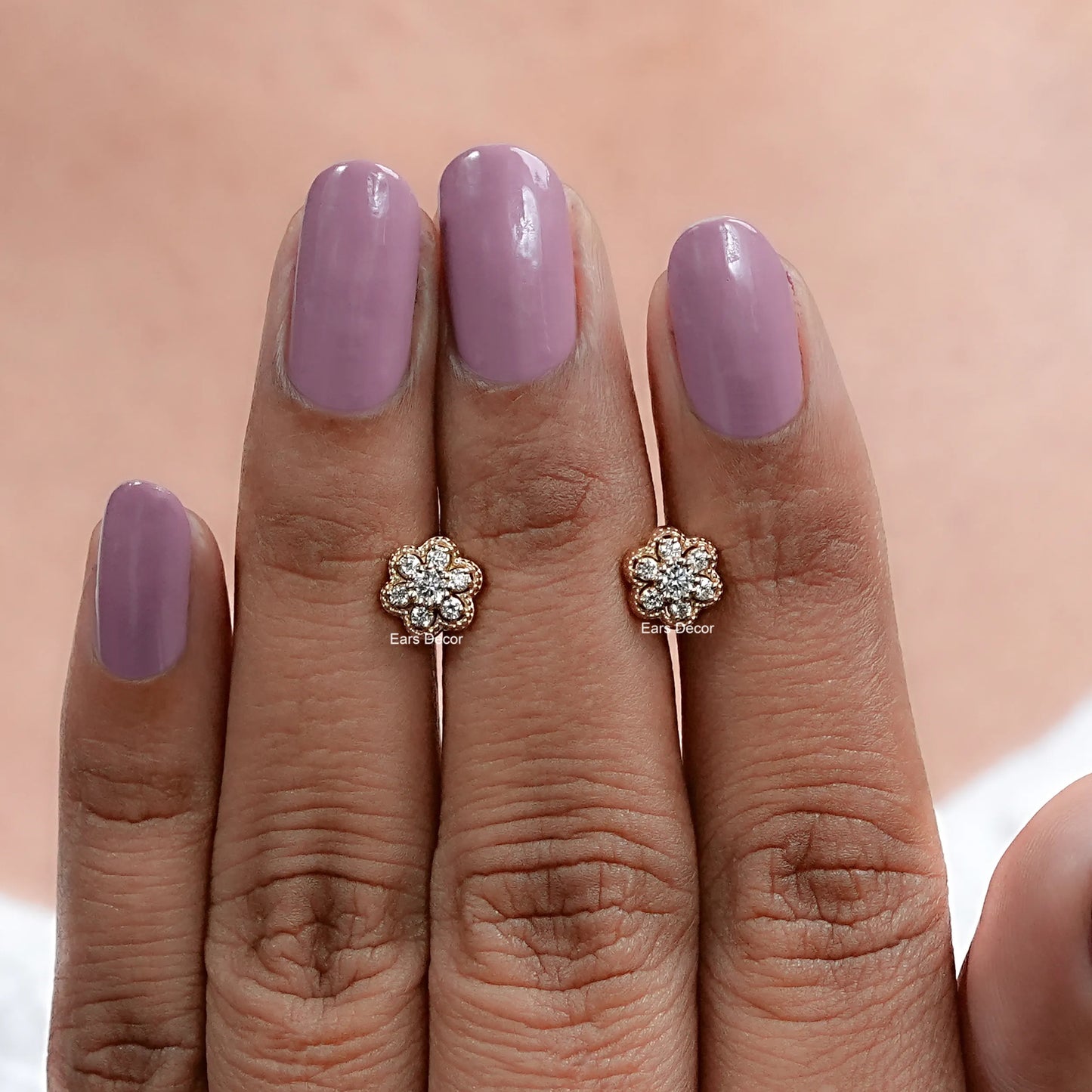 Round Shape Dainty Floral Stud Earrings