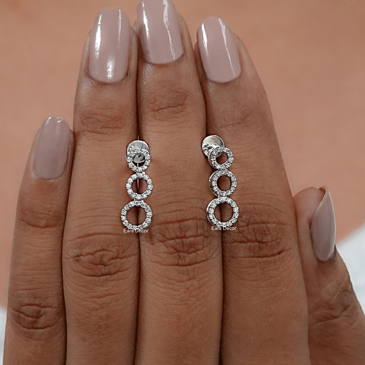 Open Circle Round Diamond Dangle Earrings