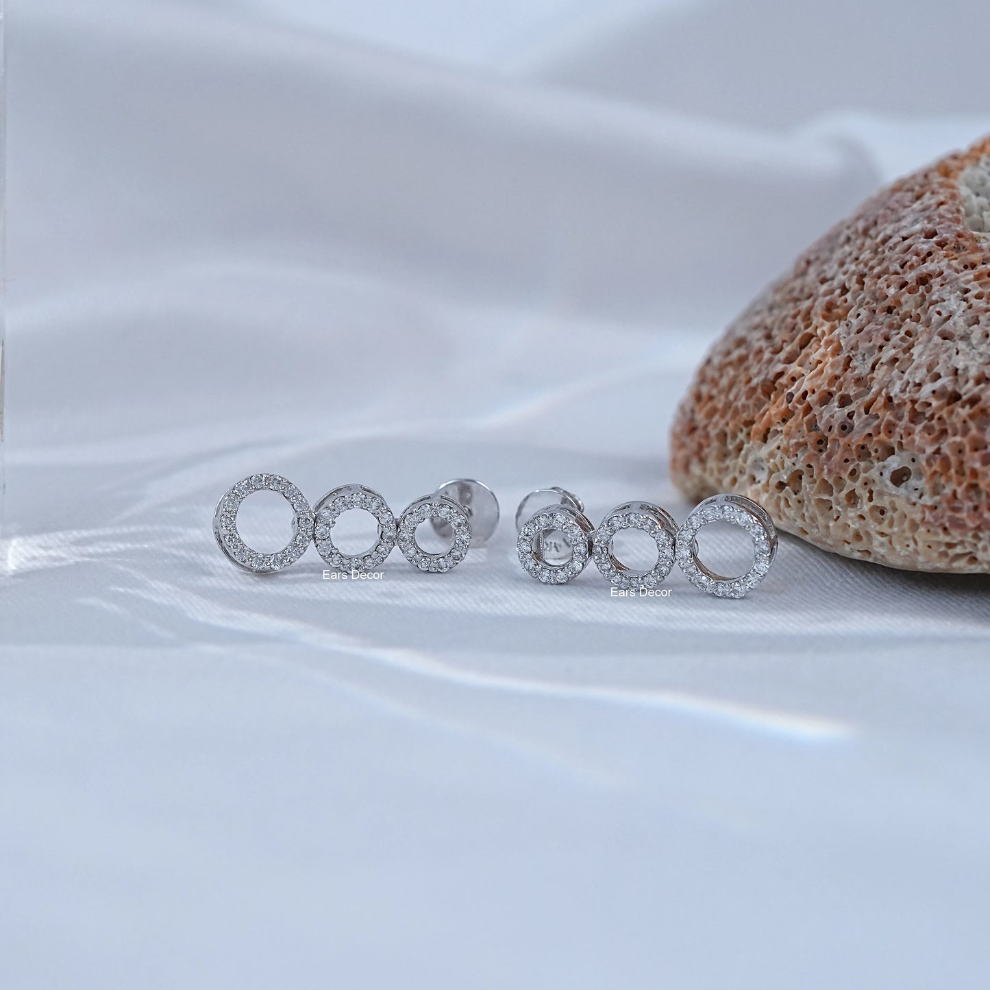 Open Circle Round Diamond Dangle Earrings